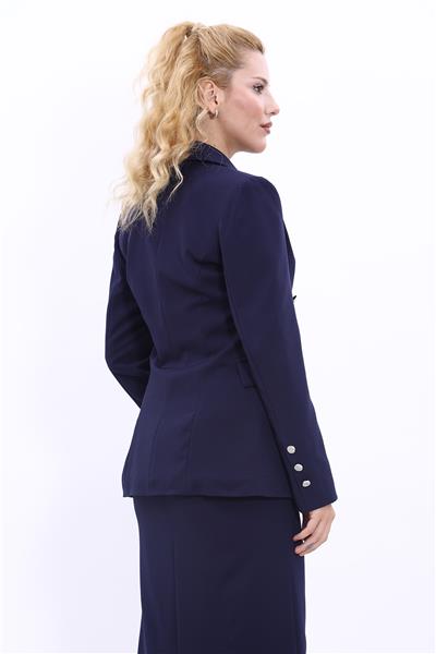 Erkek Yaka  Çapraz Ceket-Lacivert