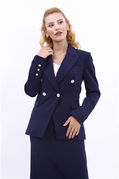 Erkek Yaka  Çapraz Ceket-Lacivert