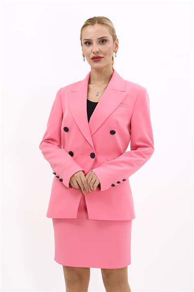 Erkek Yaka  Çapraz Ceket-Pembe
