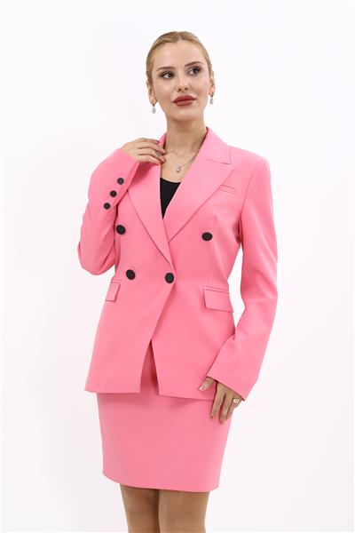 Erkek Yaka  Çapraz Ceket-Pembe