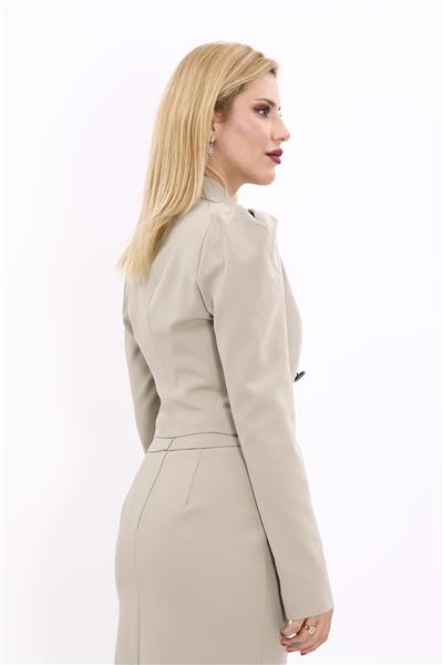 Erkek Yaka Drape Kollu Kısa Ceket-Bambu