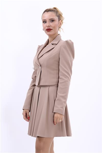 Erkek Yaka Drape Kollu Kısa Ceket-Taş