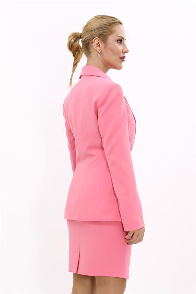 Erkek Yaka Düğme Detaylı Ceket-Pembe