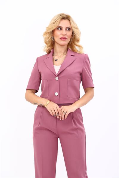 Erkek Yaka Kısa Ceket-Rose