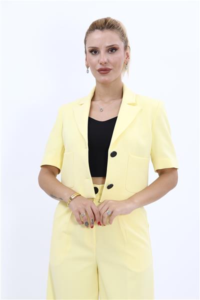 Erkek Yaka Kısa Ceket-Sarı