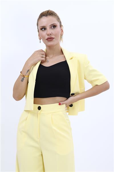 Erkek Yaka Kısa Ceket-Sarı