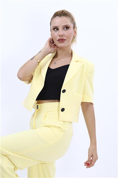 Erkek Yaka Kısa Ceket-Sarı