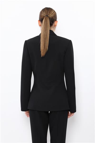 Erkek Yaka Kol Yırtmaçlı Ceket-Siyah