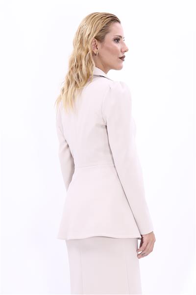 Erkek Yaka Kolu Büzgülü Ceket-Bej