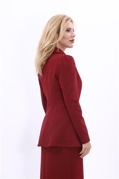 Erkek Yaka Kolu Büzgülü Ceket-Bordo