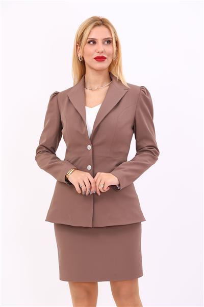 Erkek Yaka Kolu Büzgülü Ceket-Kahve