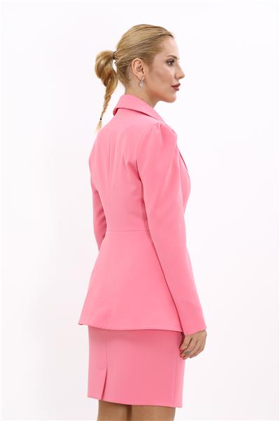 Erkek Yaka Kolu Büzgülü Ceket-Pembe