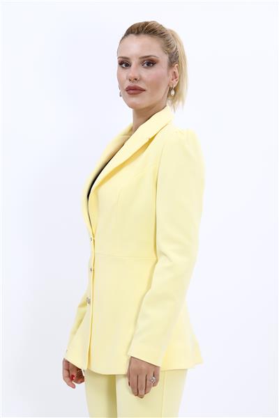 Erkek Yaka Kolu Büzgülü Ceket-Sarı