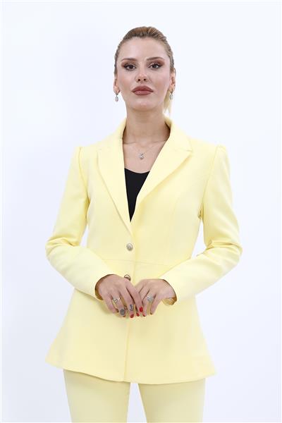 Erkek Yaka Kolu Büzgülü Ceket-Sarı