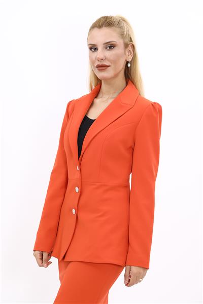 Erkek Yaka Kolu Büzgülü Ceket-Turuncu