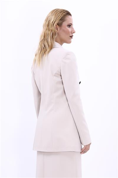 Erkek Yaka Kuruvaze Blazer Ceket-Bej
