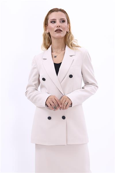 Erkek Yaka Kuruvaze Blazer Ceket-Bej