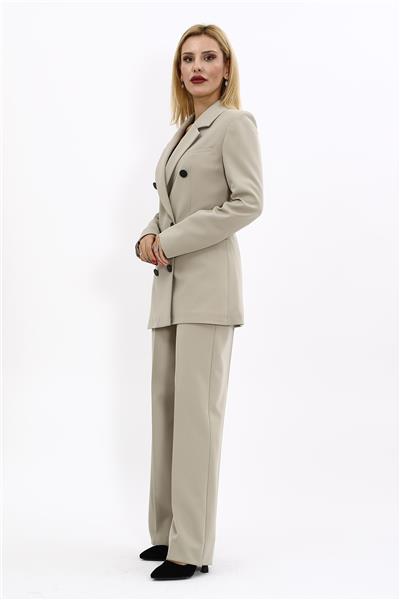 Erkek Yaka Kuruvaze Blazer Ceket & Bol Paça Pantolon-Bambu