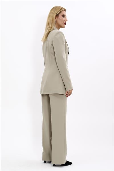Erkek Yaka Kuruvaze Blazer Ceket & Bol Paça Pantolon-Bambu