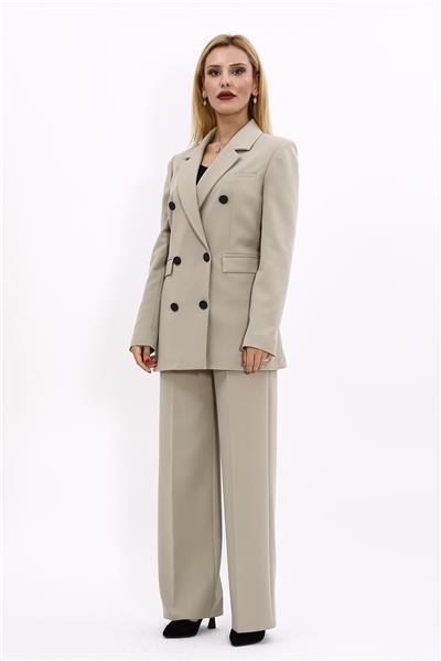 Erkek Yaka Kuruvaze Blazer Ceket & Bol Paça Pantolon-Bambu