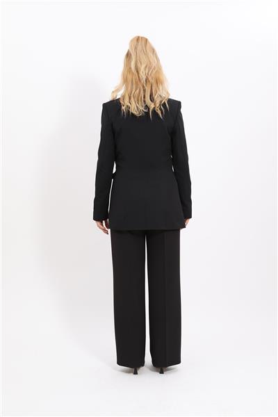 Erkek Yaka Kuruvaze Blazer Ceket & Bol Paça Pantolon-Siyah