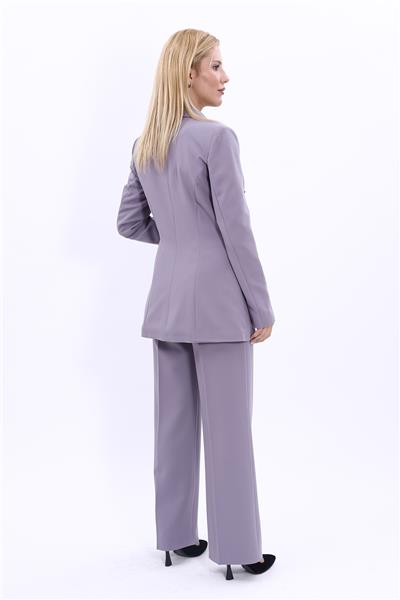 Erkek Yaka Kuruvaze Blazer Ceket & Bol Paça Pantolon-Antrasit