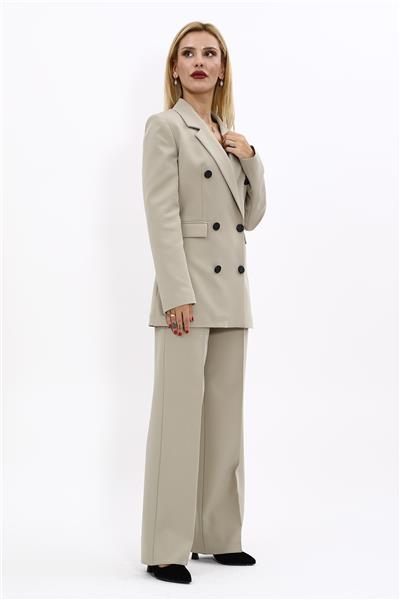 Erkek Yaka Kuruvaze Blazer Ceket & Bol Paça Pantolon-Bambu