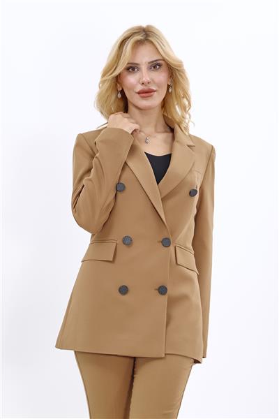 Erkek Yaka Kuruvaze Blazer Ceket-Camel