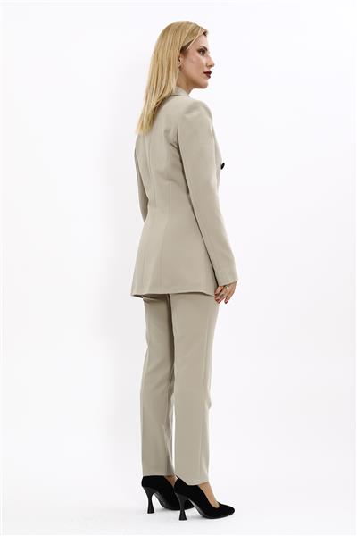 Erkek Yaka Kuruvaze Blazer Ceket & Dar Paça Pantolon-Bambu