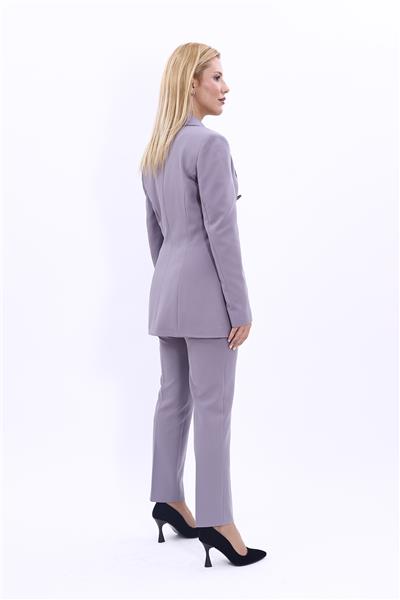 Erkek Yaka Kuruvaze Blazer Ceket & Dar Paça Pantolon-Antrasit