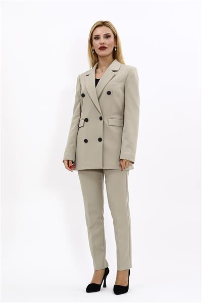 Erkek Yaka Kuruvaze Blazer Ceket & Dar Paça Pantolon-Bambu