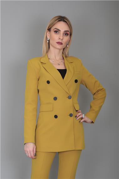 Erkek Yaka Kuruvaze Blazer Ceket-Fıstık