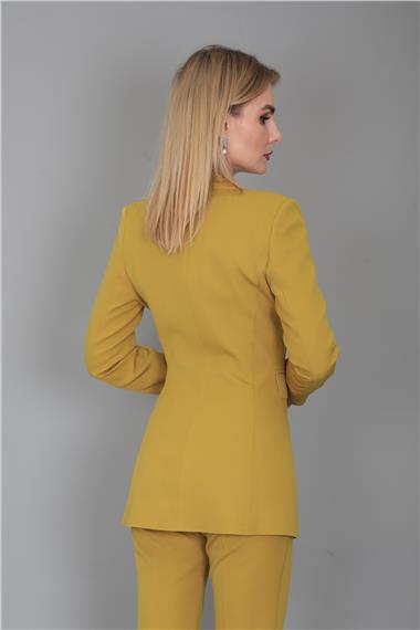 Erkek Yaka Kuruvaze Blazer Ceket-Fıstık
