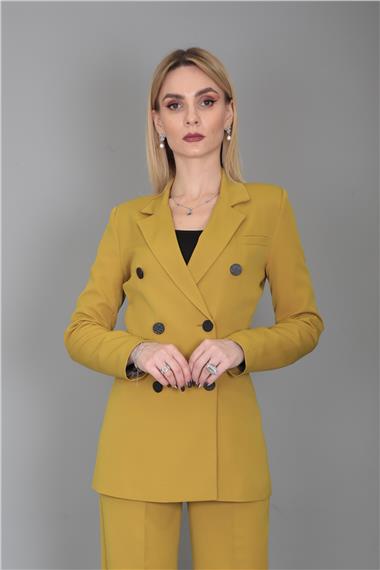 Erkek Yaka Kuruvaze Blazer Ceket-Fıstık