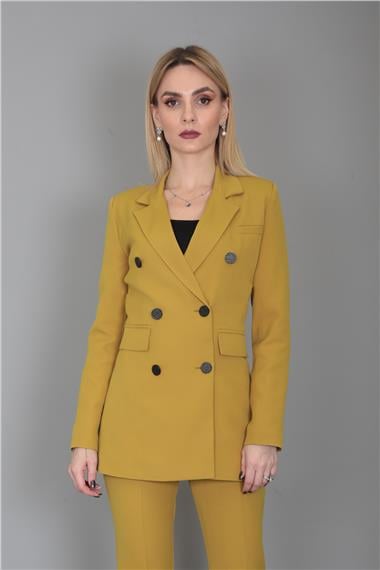 Erkek Yaka Kuruvaze Blazer Ceket-Fıstık