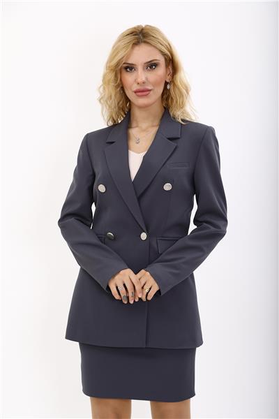 Erkek Yaka Kuruvaze Blazer Ceket-Füme