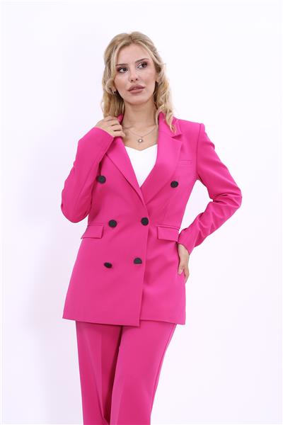Erkek Yaka Kuruvaze Blazer Ceket-Fuşya