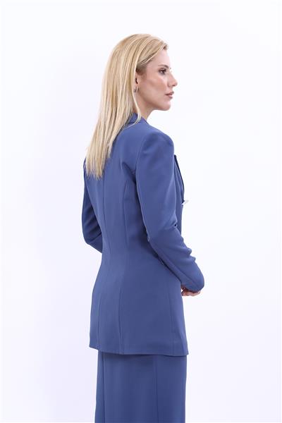 Erkek Yaka Kuruvaze Blazer Ceket-İndigo