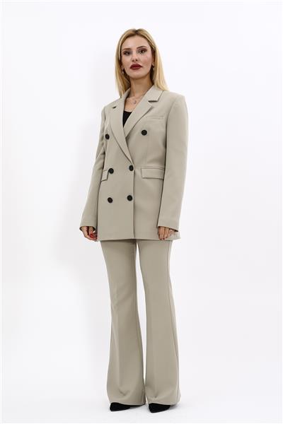Erkek Yaka Kuruvaze Blazer Ceket & İspanyol Paça Pantolon-Bambu