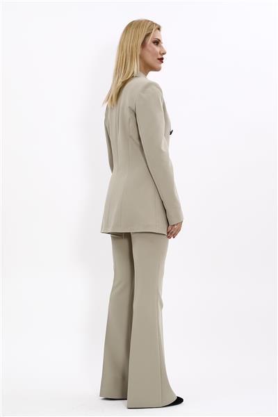 Erkek Yaka Kuruvaze Blazer Ceket & İspanyol Paça Pantolon-Bambu