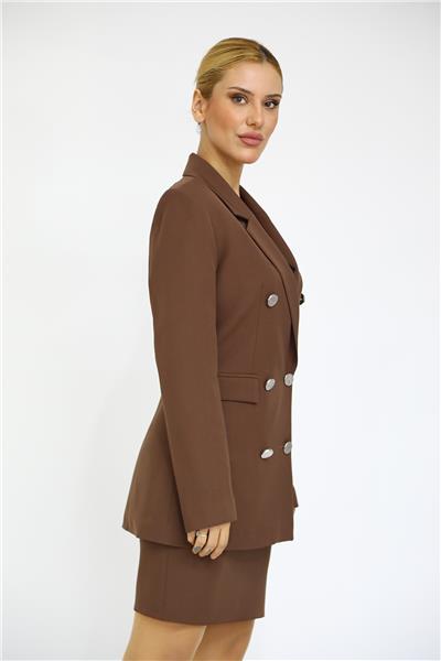 Erkek Yaka Kuruvaze Blazer Ceket-Kestane
