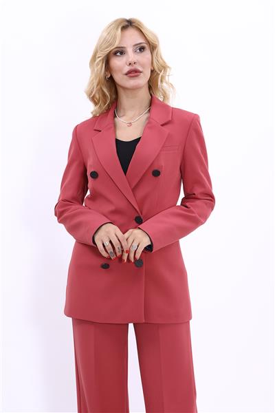 Erkek Yaka Kuruvaze Blazer Ceket-Kiremit