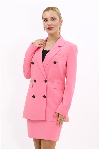 Erkek Yaka Kuruvaze Blazer Ceket-Pembe