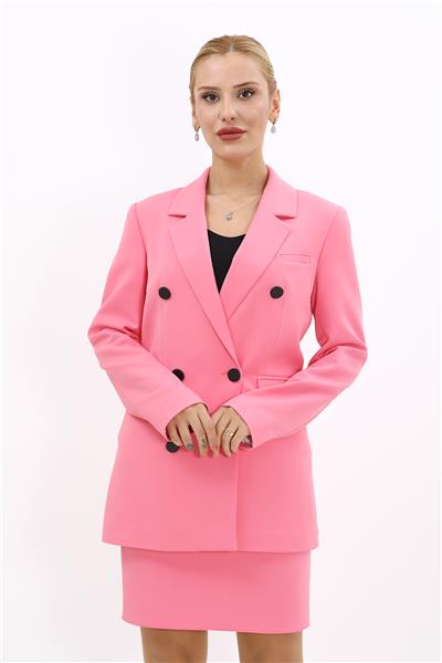 Erkek Yaka Kuruvaze Blazer Ceket-Pembe