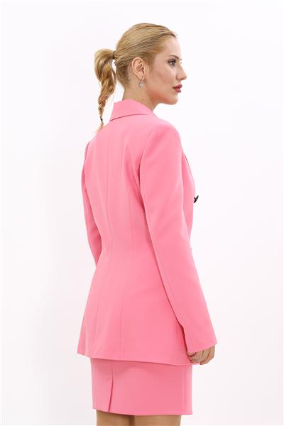 Erkek Yaka Kuruvaze Blazer Ceket-Pembe