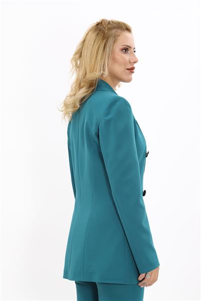 Erkek Yaka Kuruvaze Blazer Ceket-Petrol