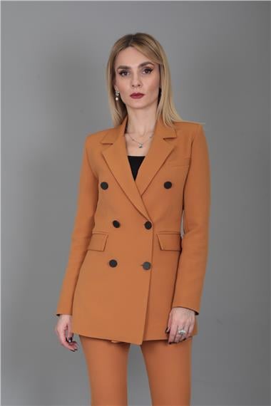 Erkek Yaka Kuruvaze Blazer Ceket-Taba