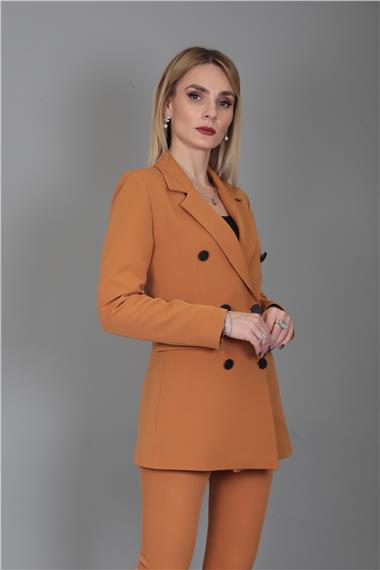 Erkek Yaka Kuruvaze Blazer Ceket-Taba