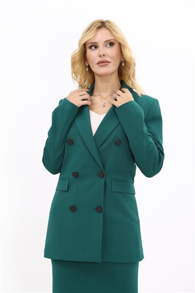 Erkek Yaka Kuruvaze Blazer Ceket-Zümrüt