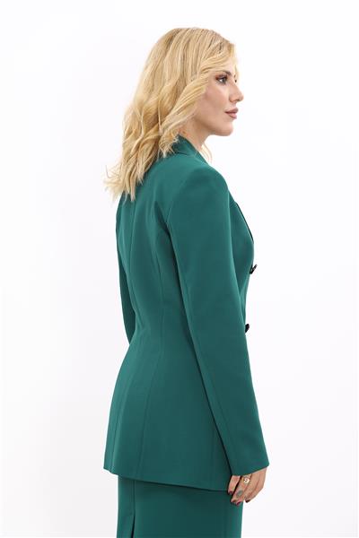 Erkek Yaka Kuruvaze Blazer Ceket-Zümrüt